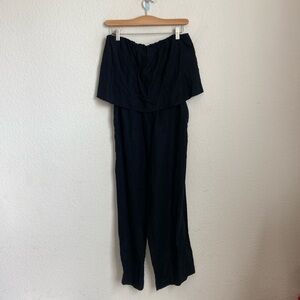 Joie Black 100% Linen Sadia Strapless Jumpsuit Size s